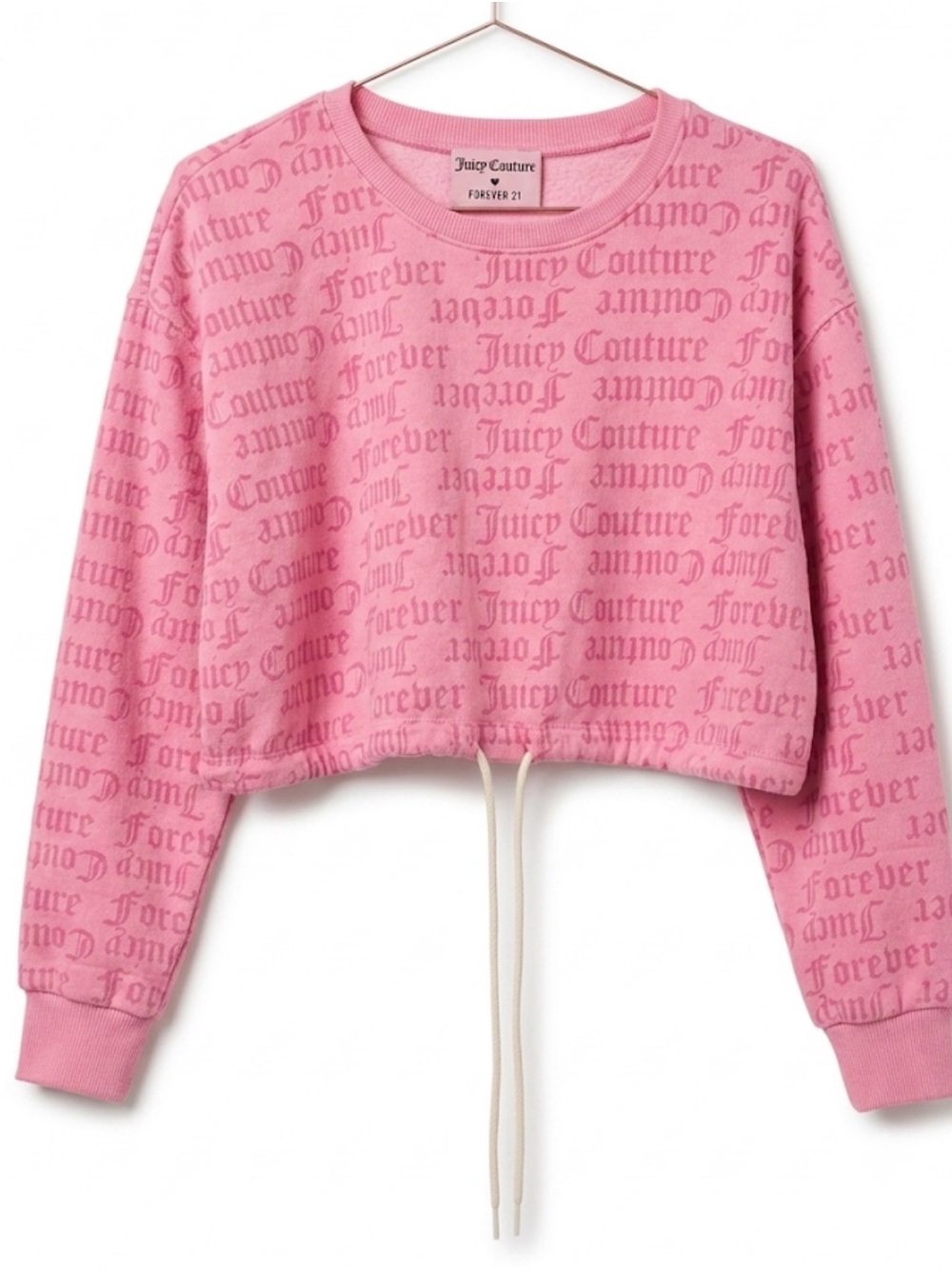 154. Juicy Couture Pink Tonal Logo Cropped Crewneck